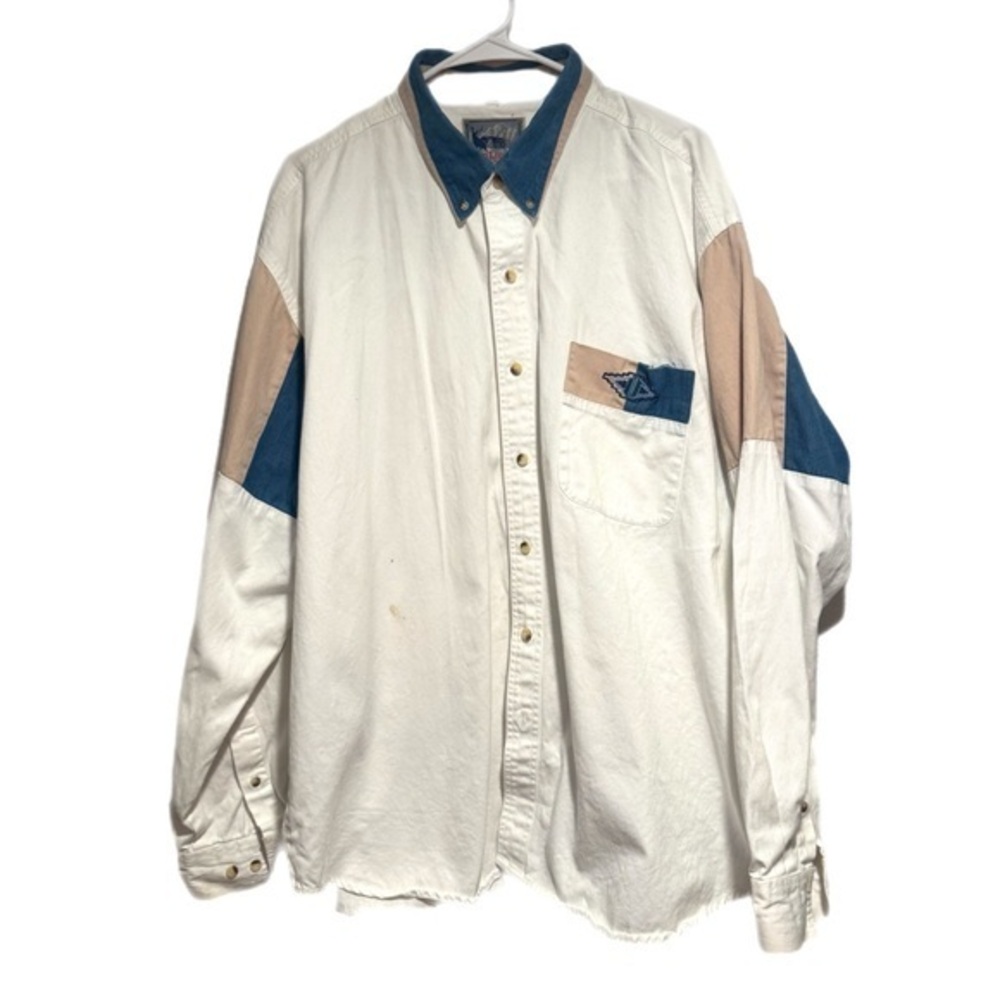 Vintage 90s  Colorblock Button-Up Western Shirt